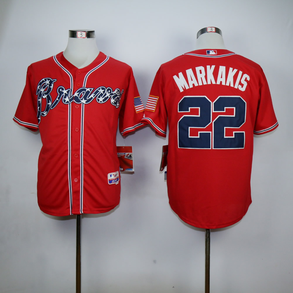 Men Atlanta Braves #22 Markakis Red MLB Jerseys->atlanta braves->MLB Jersey